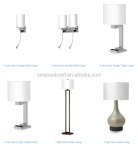 Modern Brushed Nickel Bedside Lights Bedroom Hotel Table Lamp with USB Port and Outlets for Hotel - Product Image 2
