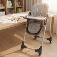 Table et chaise à manger multifonctionnelles 2 en 1 pour bébé avec roulettes, métal, capacité de charge de 250 lb, hauteur réglable