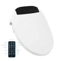 Siège de toilette de bidet allongé intelligent avec couvercle intelligent et télécommande Fonction de séchage à air à chaleur instantanée