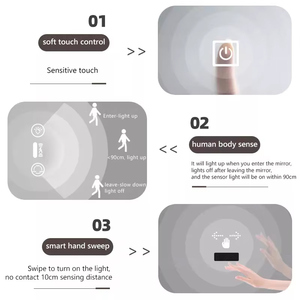 Hiện đại đầy đủ cơ thể LED chiếu sáng hình chữ nhật mặc quần áo gương sàn lớn hợp kim nhôm khung đứng 3 màu sắc IP44 cho khách sạn sử dụng - Product Image 6