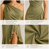 Robe longue moulante de luxe pour femme à une épaule, élégante et froncée, pour soirée, vente en gros fabricant