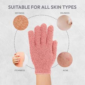 ถุงมือขัดผิวแบบห้านิ้ว ขจัดเซลล์ผิวที่ตายแล้ว สำหรับขัดผิวกาย ถุงมืออาบน้ำ ผ้าไหมขัดผิว  รับทำโลโก้  ไนลอน - Product Image 3