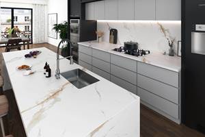 Gesinterd Steen Grote Plaat FISH BELLY GOLD 3D Model Antislip Moderne Binnendecoratie Tegels Tafelblad Wasbakblad Vloer Wand - Product Image 5