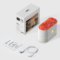 Diffuseur d'huiles essentielles créatif, portable, moderne, bleu et rouge, LED, mini USB, volcan, flamme, humidificateur domestique