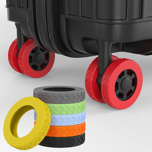 Bộ 8 vỏ bảo vệ bánh xe vali nâng cấp 2025, thiết kế máy bay, chất liệu silicon, giảm tiếng ồn cho bánh xe hành lý du lịch - Product Image 1