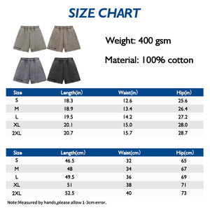 100% Cotton 400g Loose <b>Vintage</b> <b>Shorts</b> <b>Men's</b> Batik Washed Elastic Waist Sport Street Casual Breathable Pockets - Product Image 4