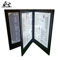 3PAGES Porte-menus en cuir PU avec éclairage LED, rechargeable par Type-C, format A5, pour restaurant, bar, boîte de nuit