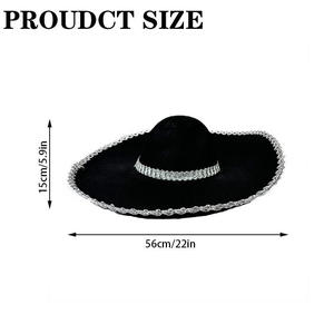 หมวกซอร์โรทรงเม็กซิกันขอบเงินปีกกว้าง สำหรับฮาโลวีน งานแสดงบนเวที หรือใส่ในฤดูร้อน - Product Image 5