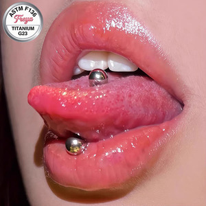 <span class=keywords><strong>Piercing</strong></span> en titane Freya : barre droite pour <span class=keywords><strong>langue</strong></span>, téton, hélix, cartilage d'oreille – Bijou long industriel pour femmes et hommes - Product Image 5