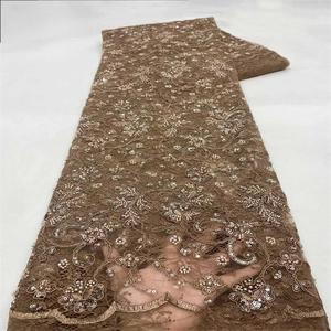 Tessuti in Pizzo con Paillettes e Perline di Alta Qualità Nigeriana, Delicato Pizzo per Abiti <span class=keywords><strong>da</strong></span> <span class=keywords><strong>Sposa</strong></span> e <span class=keywords><strong>da</strong></span> Cerimonia - Product Image 3