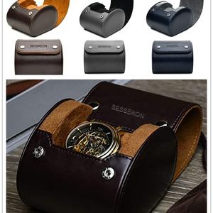 Wholesale OEM Logo <b>Black</b> Blue Brown Leather 1 Slot Travel 2 Slots Luxury 3 Slots <b>Watch</b> Roll case Rolling up <b>Watch</b> Box - Product Image 5