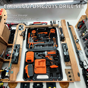Ensemble de perceuse sans fil multifonctionnelle CAMPEGGI DMG2015, boîte à outils en plastique, batterie au lithium, pour l'entretien domestique, garantie 1 an - Product Image 2