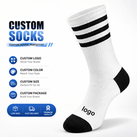 Chaussettes de sport respirantes à compression avec logo personnalisé, antidérapantes, en gel de silicone, blanches, à trois bandes