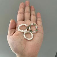 Barock Perlen ringe Natürlicher Süßwasser Perle Frühlings ring Aventurin Vintage Minimalisti scher Schmuck Elastischer Ring