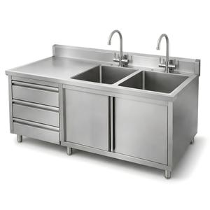 Lavello da Cucina a Doppia Vasca con Gocciolatoio in <span class=keywords><strong>Acciaio</strong></span> Inox 304 201 Resistente con Mobili Integrati - Prodotto dal Costruttore - Product Image 1