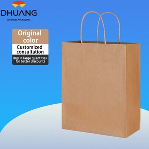 Precio de fábrica Bolsa de papel Kraft marrón reciclable Mango de cuerda para características de promoción Mango plano Impresión offset Muestra su logotipo - Product Image 3