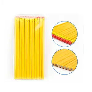 Cheap Sharpened Eraser Top NO.2 Yellow Pencil with Company Logo Hexagonal #2 Wooden HB Pencil in Bulk Free Samples