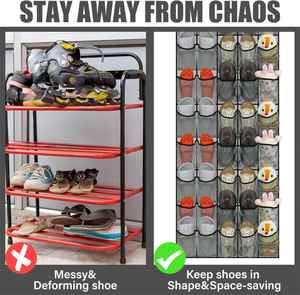 Over the Door Shoe Organizer 40 Large Mesh Pockets Large Capacity Hanging Shoe Rack Grey Behind Door Storage for Dorm Closet <b>Bag</b> - Product Image 3