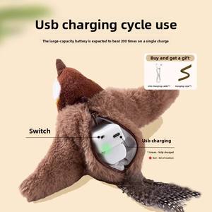 Giocattolo Interattivo Elettrico Ricaricabile Ecologico Classico a Forma di Uccello con Telecomando e Ali Mobili per Gatti e Cani - Product Image 5