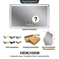 Miroir mural LED moderne pour salle de bain avec interrupteur tactile intelligent anti-buée, affichage de la température et de l'heure, pour hôtel, villa, appartement