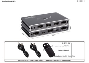 Hardrock 2025 Nuevo KVM HDMI2.0 2X1 USB2.0 con Control Remoto <span class=keywords><strong>4K</strong></span>/60Hz (YUV4:2:0) Molde Metálico Privado - Product Image 4