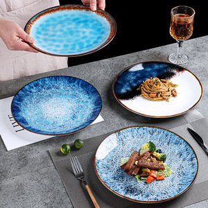 Gran oferta, platos de cerámica navideños para el hogar, bandejas de gastronomía Molecular de porcelana, platos de mercurio con esmalte azul - Product Image 2