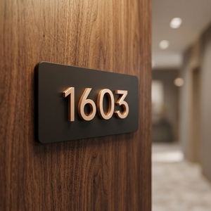 <span class=keywords><strong>Plaque</strong></span> de porte en acrylique pour hôtel, appartement, numéro de chambre, logo personnalisé, signalétique imperméable pour portes - Product Image 3