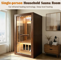 Sauna infrarouge décoratif vintage personnalisé, best-seller, 1 personne, pour la maison, sauna sec en bois spacieux, 1520W, chauffage rapide