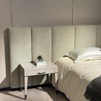 Lit double de luxe italien BEAUSIMPE, extensible, avec revêtement en tissu, cadre en bois massif, design moderne et grand écran