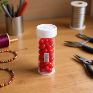 Perline Ilan Abalorio rotonde rosse da 8 mm per la creazione di gioielli, 12 pezzi per tubo - Product Image 2