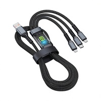 Kabel Pengisian Daya LED Glowing 3 in 1 USB A ke Type C Micro Universal Pengisian Cepat Transfer Data Cangkang Transparan Grosir