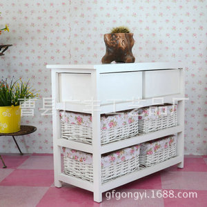 Armoire de rangement en bois blanc multicouche avec paniers pour salon et chambre, 6 compartiments, 3 niveaux, design en bois massif - Product Image 1