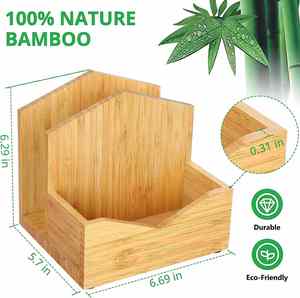 Caja de pañuelos multifuncional de bambú natural, soporte para sal y pimienta y servilletero para mesa, oficina, restaurante - Product Image 2