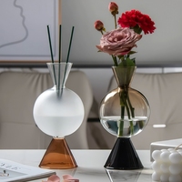 Vase en verre de style français, bouteille ronde sphérique transparente, boule en verre de style français, vase à fleurs de style japonais