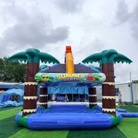 Auvent de piscine gonflable pour fête estivale tropicale avec piliers en forme de palmiers pour jeux aquatiques en plein air et événements de plage