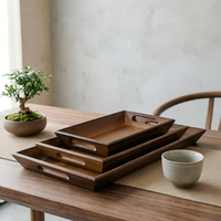 Plateau à thé rectangulaire en bambou durable pour la maison, plateau à fruits secs et à collations, plateau de service de style moderne pour service à thé