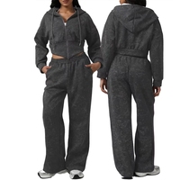 Ensemble de fitness personnalisé avec logo, veste à double fermeture éclair, pantalon de sport décontracté, ensemble de yoga pour femmes, vêtements de fitness pour l'hiver, Pilates