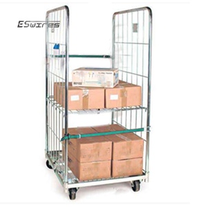 Esoon tùy chỉnh Lưu trữ Giao thông vận tải mạ kẽm Wire Mesh gấp kim loại cán giỏ hàng xe đẩy - Product Image 2