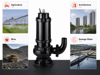Pompa Air Limbah Submersible 200WQ300-16-30HP dengan Kabel 8m untuk Pertanian, Arsitektur, Pertambangan