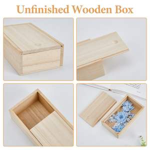 กล่องเก็บของไม้ขนาดเล็กกล่องไม้สำหรับเก็บของกล่องไม้พร้อมฝาเลื่อน - Product Image 3