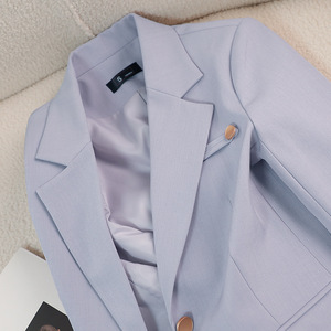 Women's Purple Blazer Solid Color Polyester Anti-Wrinkle Spring Autumn Street Style Must Have - Product Image 4