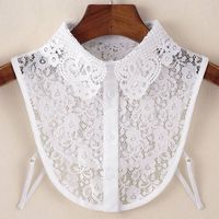 Col de chemise détachable pour femme, accessoire vestimentaire solide, doux, respirant, ajouré, avec broderie florale en dentelle, faux col