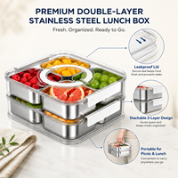 Boîte de rangement pour collations, pratique, durable, empilable, avec couvercle à clip, compartimentée, pour les fêtes, les pique-niques, la maison, la cuisine, la présentation des aliments