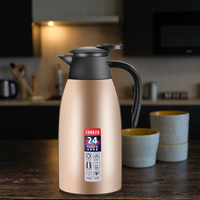 Cafetière Thermos en Acier Inoxydable 304, 2L, Grande Capacité, Design Moderne, Isolation Sous Vide, Pour Usage Domestique