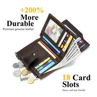 Dompet Pria Kulit PU Vintage, Anti RFID, Kapasitas Besar, Resleting Vertikal, Kantong Koin, Tempat Kartu Kredit, Penutup Kancing