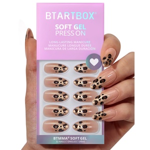 BTArtbox - Juego de Uñas Postizas Medianas en Forma de Almendra, Hechas a Mano, de Gel Suave, con Purpurina de Leopardo, para Otoño, Uñas a Presión, Venta al por Mayor - Product Image 1