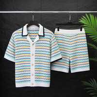 Ensembles de Pulls Homme Tricotés en Maille Ajourée d'Été, Cardigan Court en Crochet avec Logo Personnalisé