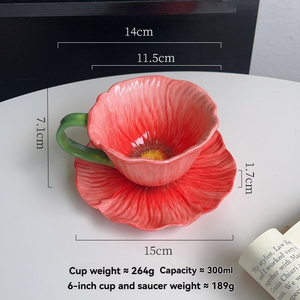 Flower <b>Ceramic</b> Coffee <b>Cup</b> and Saucer Exquisite Afternoon Tea <b>Cup</b> and Saucer Set Girl's Birthday Wedding Gift - Product Image 6