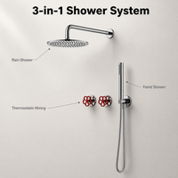 Ensemble de robinetterie de douche thermostatique apparente haut de gamme, corps en cuivre, finition chromée, cartouche céramique, fourniture OEM ODM pour salle de bain