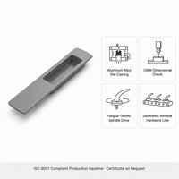 Manija Empotrada de Aluminio 65.22.092, Tirador Empotrado para Puertas Correderas de Vidrio y Metal, Diseño Moderno para Cocinas y Hoteles
